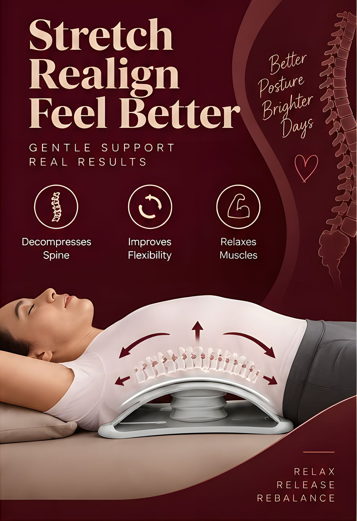 The Vega Inflatable Lumbar Reliever, Adjustable Air Bag Waist Support Plate to Relieve Lumbar Disc and Waist Stretching Artifact Wholesale - Landing Image 2