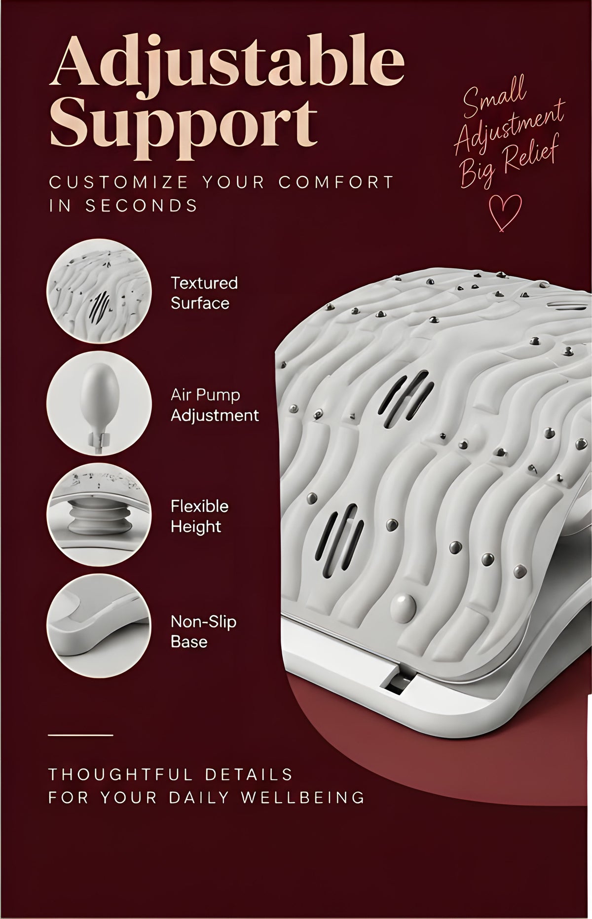 The Vega Inflatable Lumbar Reliever, Adjustable Air Bag Waist Support Plate to Relieve Lumbar Disc and Waist Stretching Artifact Wholesale - Landing Image 3