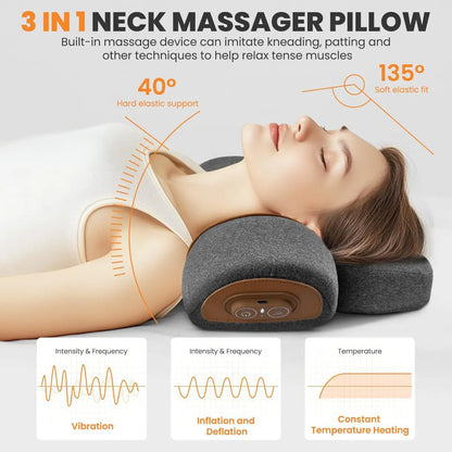 The Vega Adjustable Heating Massage Neck Pillow with Memory Foam