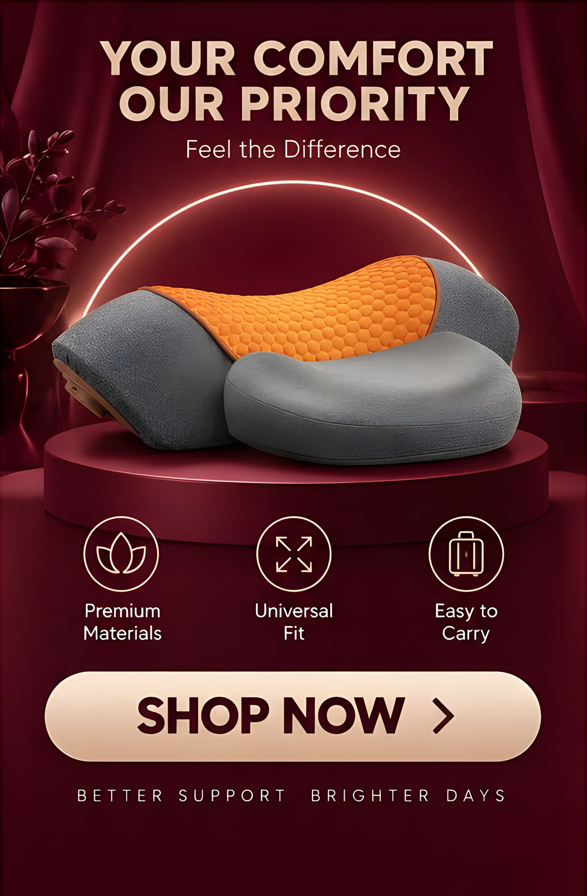 The Vega Adjustable Heating Massage Neck Pillow with Memory Foam - Landing Image 3