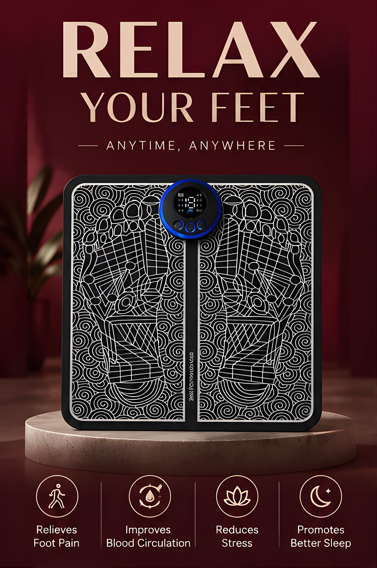 The Vega EMS Foot Massage Pad with Pulse Technology - Landing Image 1