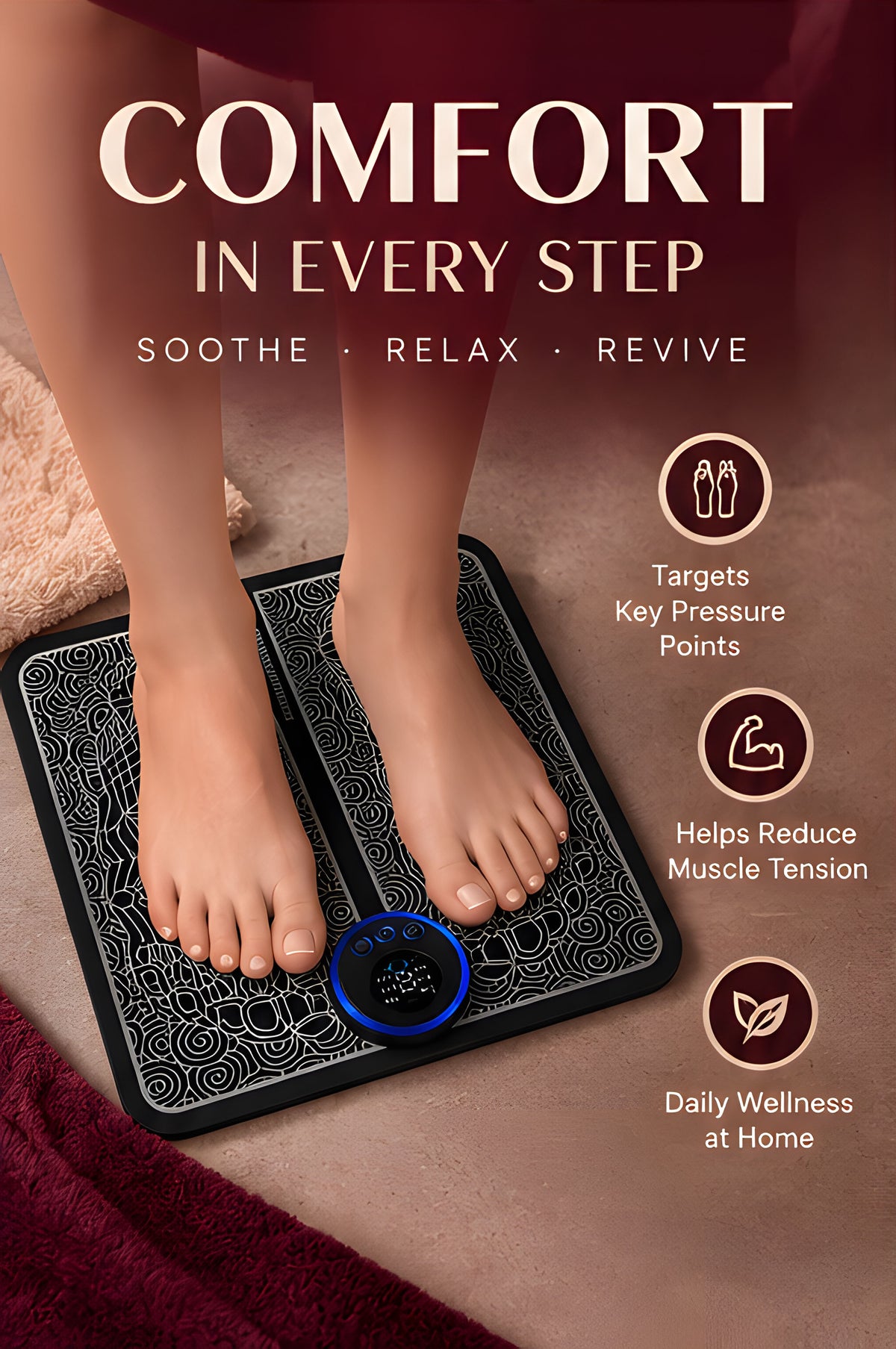 The Vega EMS Foot Massage Pad with Pulse Technology - Landing Image 3