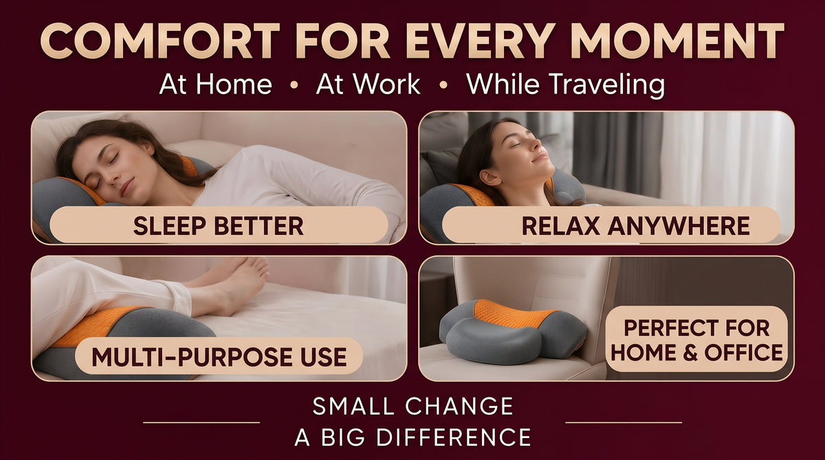 The Vega Adjustable Heating Massage Neck Pillow with Memory Foam - Landing Image 1