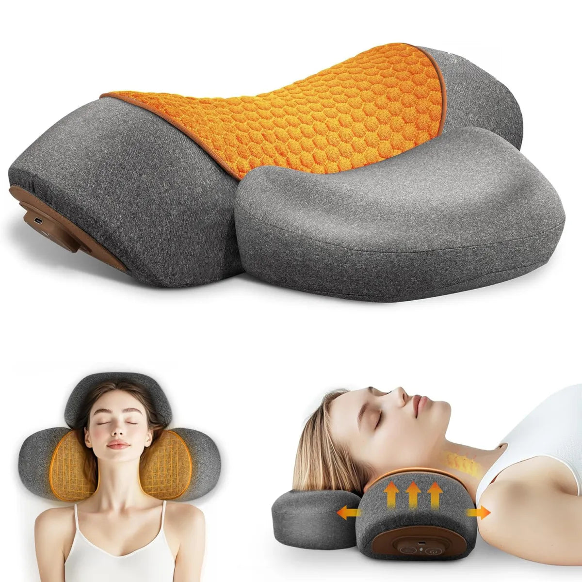 The Vega Adjustable Heating Massage Neck Pillow with Memory Foam