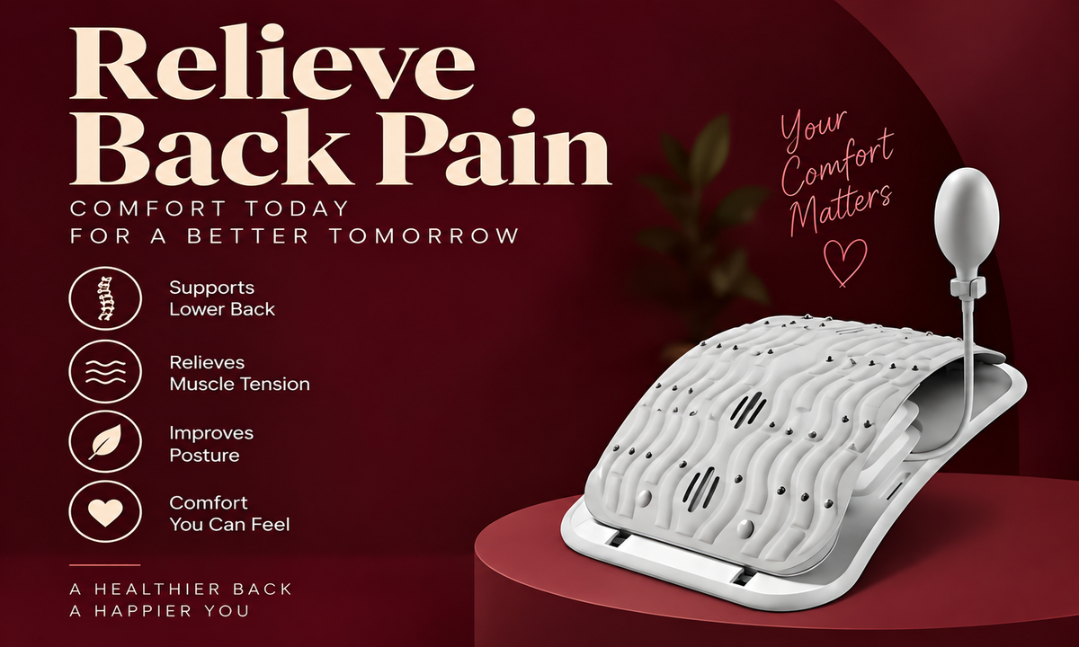 The Vega Inflatable Lumbar Reliever, Adjustable Air Bag Waist Support Plate to Relieve Lumbar Disc and Waist Stretching Artifact Wholesale - Landing Image 3