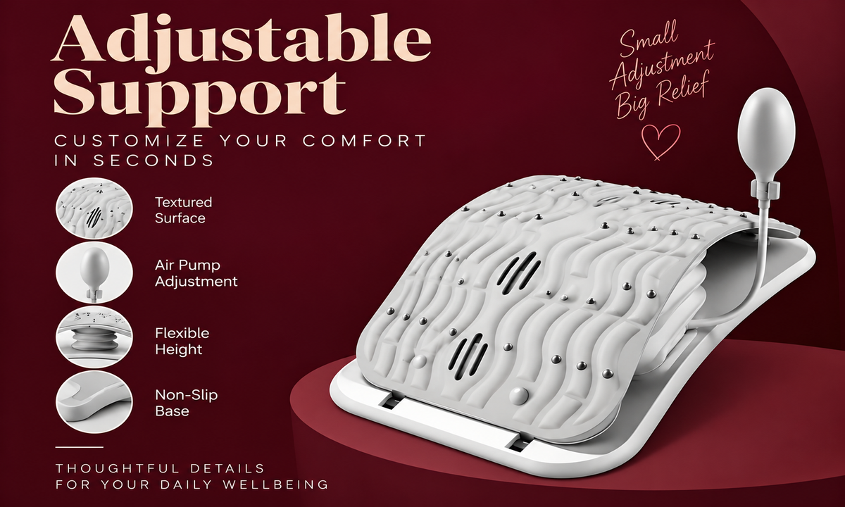 The Vega Inflatable Lumbar Reliever, Adjustable Air Bag Waist Support Plate to Relieve Lumbar Disc and Waist Stretching Artifact Wholesale - Landing Image 4